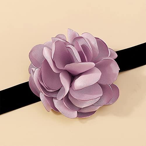 DTJA Vintage Rose Flower Charking Colar para mulheres meninas góticas de veludo preto gótico Camellia