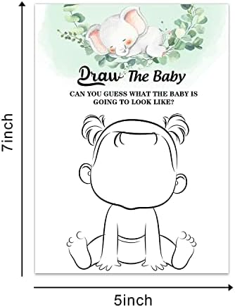 Cartões de jogo para chá de bebê, elefante fofo desenhe o cartão de jogo do bebê para festa de chá de bebê