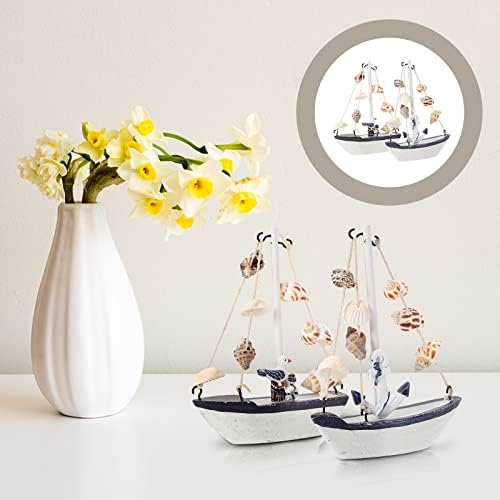 Barcos de vela de madeira de 4pcs, mini -modelo de mini -barco mini conjunto de decoração para casa