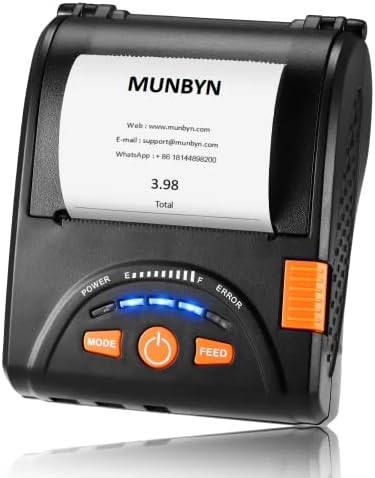 Impressora de recibo de Munbyn Bluetooth, 58mm Mini Wireless Recebante Poster 2 Impressora Térmica Mobile