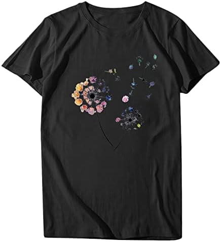 Saindo de roupas para mulheres, feminino de moda impressão de flores de flor curta camiseta de camiseta solta blusa top shirt