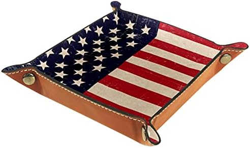 Bandejas de mesa de escritório, bandeira americana, bandeja de manobrista de couro caixas de sorda de