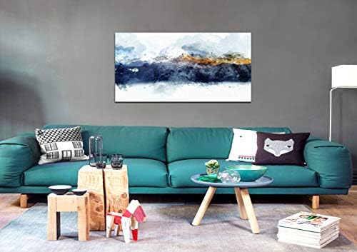 Arte de parede de lona abstrata para quarto da sala de estar moderna marinha azul abstrato montanhas impressão