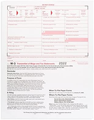 W3 Formulários fiscais de transmissão 2022, 10 Formulário W-3 Formulários a laser resumidos