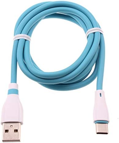 4ft USB -C Cabo Blue Cabelo Fio de alimentação Tipo C Compatível com Samsung Galaxy Note 10 Plus