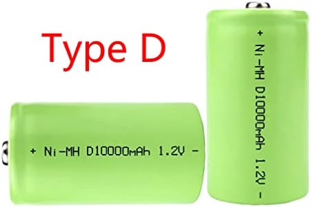 Betmaxful D Tamanho Baterias recarregáveis ​​de alta capacidade 10000mAh 1,2V Ni-MH, 4 pacotes