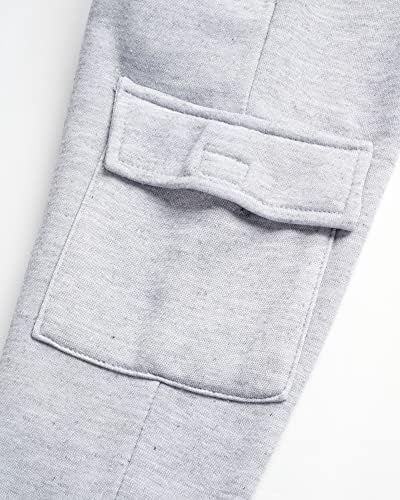 Conjunto de corredores de lã de sete garotos - molho de pulôver sólido básico e calça de moletom