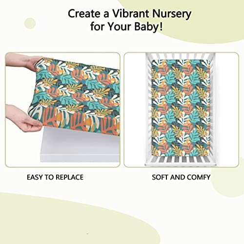 Pastel com tema de mini folhas de berço, lençóis de berço portáteis lençóis macios e respiráveis ​​lençóis