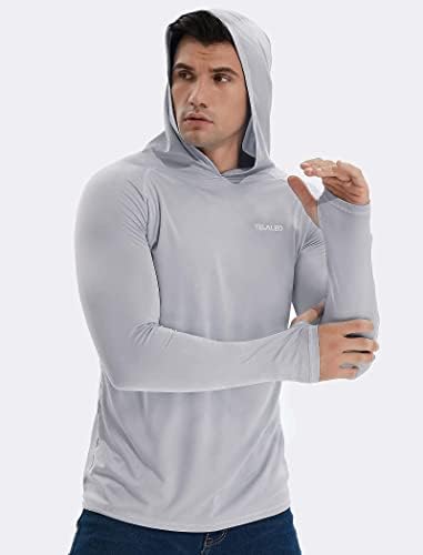 Telaleo 3 ou 2 Pack Men's UPF 50+ Proteção solar com capuz leve camisa de manga longa SPF UV para