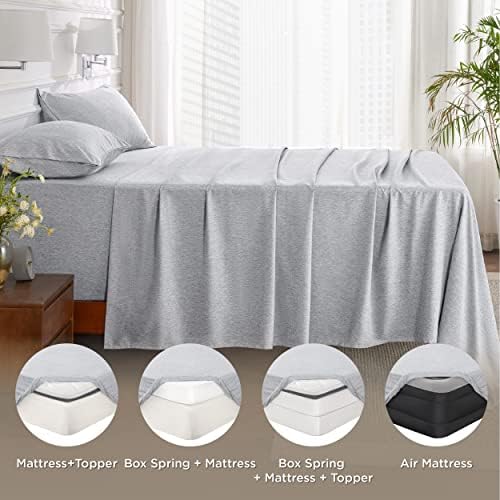 Bedsure Crega de bolso extra Deep Sheets Grey - lençóis de colchão de ar com 18 a 24 em bolso profundo - lençóis