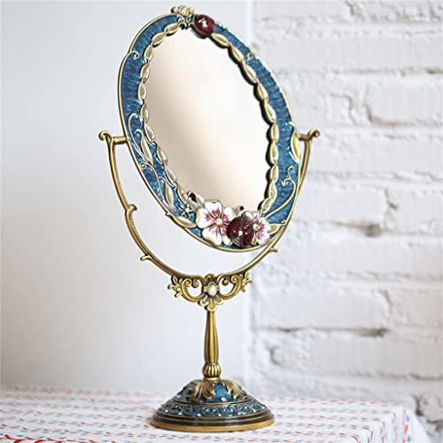 Omoons Retro Free Standing Mirrors Small Mirror Vaidade maquiagem espelho azul Flor Blue Estilo vintage