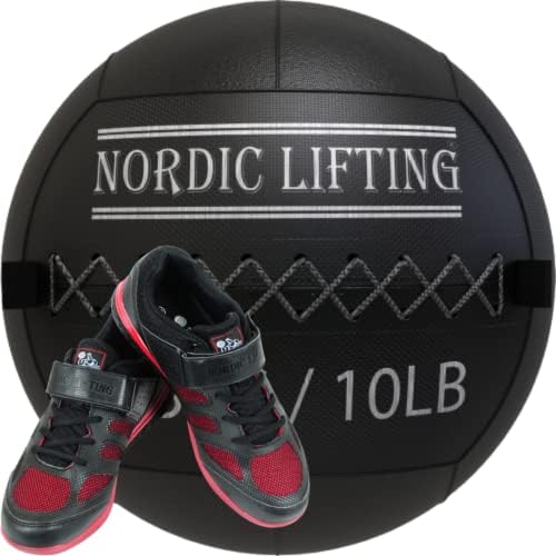 Bola de parede de elevação nórdica 10 lb pacote com sapatos Venja Tamanho 11 - Black Red