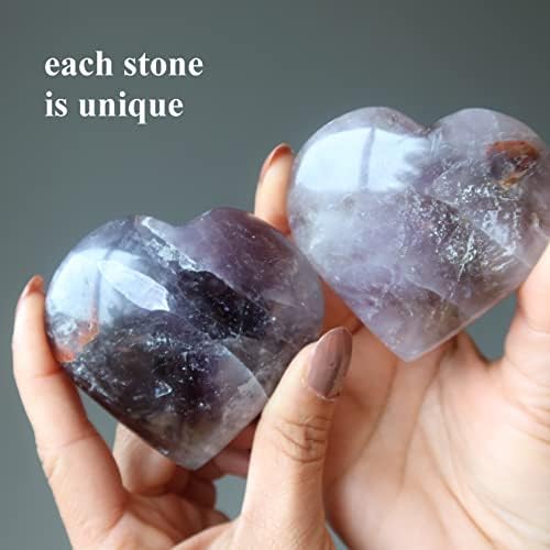 Cristais de cetim Amethyst Heart Spiritual Love Purple Healing Crystal 3,0-3,25 polegadas