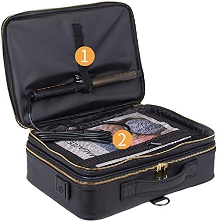 Bolsa de maquiagem do trigo dourado, grande bolsa de cosméticos para mulheres Travel Makeup Trem Case Organizer