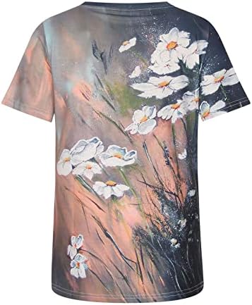Camiseta Floral Graphic Women Fall Summer Summer Sleeve Crewneck Crewneck Brunch Top Tshirt For