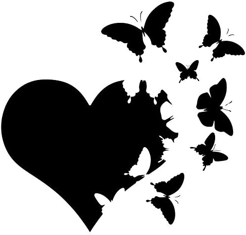 Coração com borboletas voando para fora do adesivo de vinil adesivo de carro de pára-choque de janela cortado