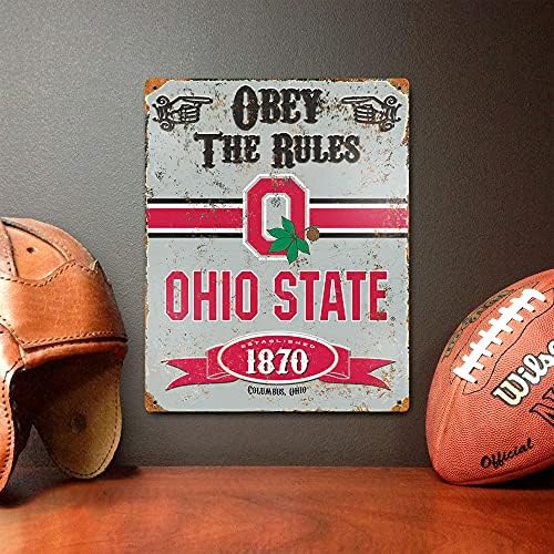Animal do Partido NCAA Ohio State Buckeyes Sinal vintage de metal em relevo, 14,5 x 11,5
