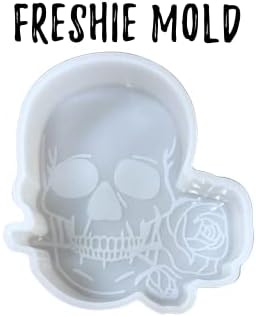 Skeleton Head Rose in Bouth Car Freshie Silicone Mold | 4,25 x 2,5 ”x 0,08” polegadas para aroma de aroma