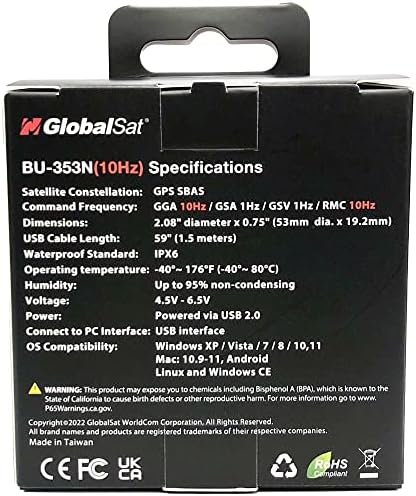 Globalsat BU-353N-10HZ USB GNSS RECEPTOR, BLACK