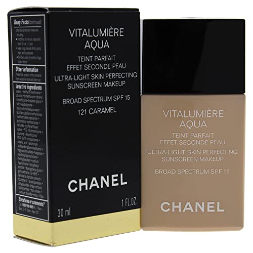 Chanel Vitalumiere Aqua Ultra Light Skin Perfegendo Make Up SPF 15-121 Caramel Women Foundation 1 oz