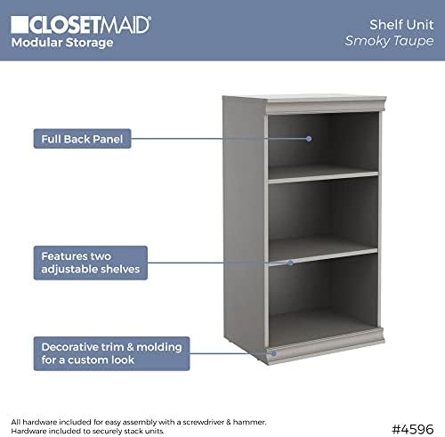 ClosetMaid 4596 Unidade de 3 prateleiras empilháveis ​​de armazenamento modular, taupe