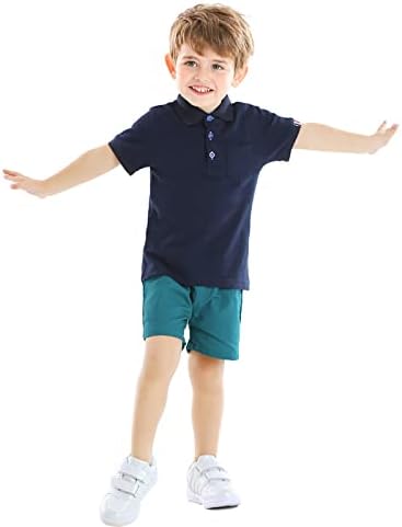 Criança bebê menino de manga curta conjunta pólo roupas shorts de colarinho sólido