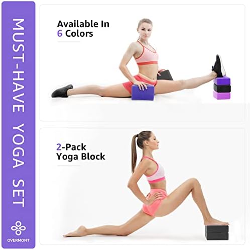 Overmont Yoga Bloco 2 Pacote de suporte de látex de apoio à espuma EVA sem deslizamento sem limpeza para pilates de condicionamento físico e meditação