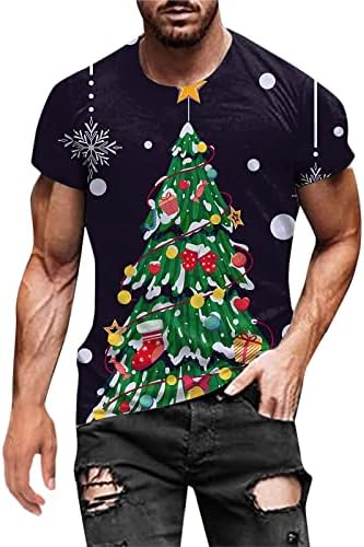 ZDDO Christmas Mens Solider de manga curta camisetas, engraçado Natal Papai Noel Print Print Athletic Workout