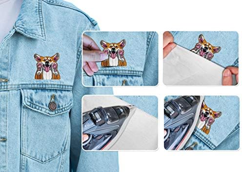 Wirester vintage bordado costurar em ferro em remendo para camisas, jeans, jaquetas, chapéus - cachorro corgi vermelho