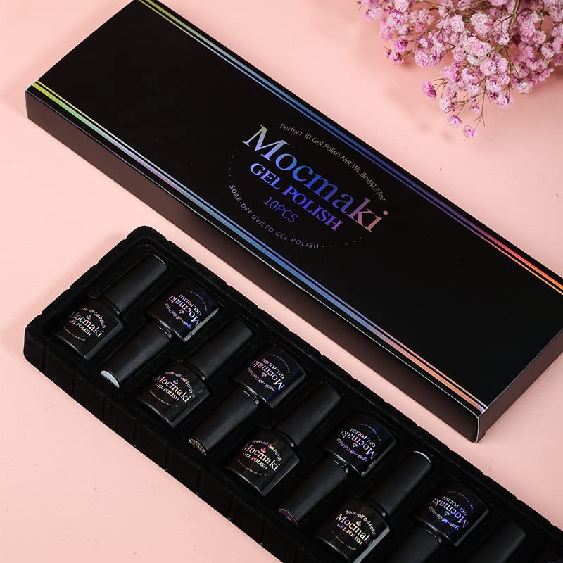 Mocmaki gel Gel esmalte conjunto de brilho nude 10 PCs Mergulhe o kit de arte de unhas de manicure de