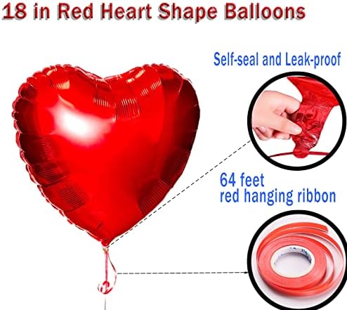 10 PC Red Heart Shape Balloons 18 em Mylar Heart Balloons Balloons Foil