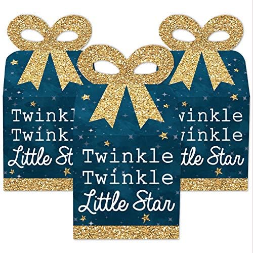 Big Dot of Happiness Twinkle Twinkle Little Star - Square Favor Gift Caixas - Caixas de chá de bebê ou festa