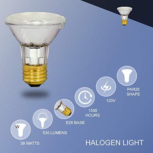 Lâmpadas de halogênio, luzes pares, lâmpadas de inundação, PAR20, luzes de inundação externa/interna 39 watts 530