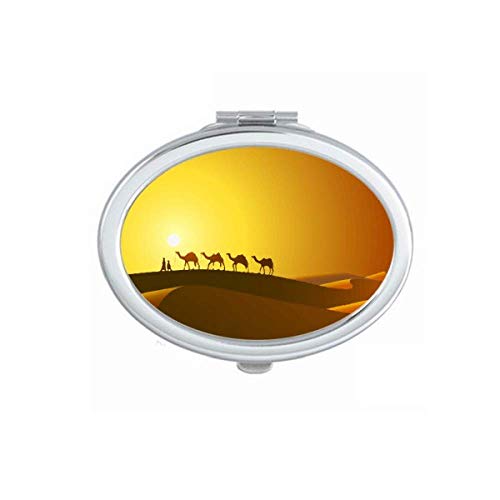 Sunset até a estrada de seda camelo espelho portátil dobra maquiagem manual dupla lateral óculos
