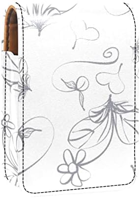 Oryuekan maquiagem batom titular de caixa mini bolsa de viagem bolsa de cosméticos, organizador com espelho para uma festa de festas de casamento de dama de honra externa, cinza pastoreable wildflower moderno