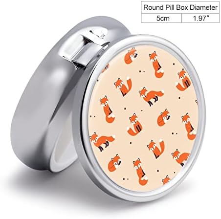 Caixa de comprimidos padrões de raposa fofa redonda para comprimido de comprimido portátil Pillbox Vitamina