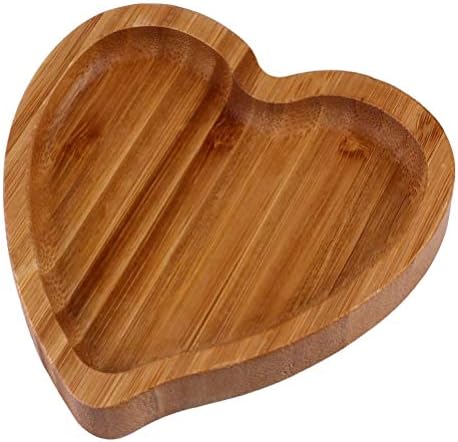 Toyandona Heart Wood Bandeja 2pcs Coração Bandeja de madeira para servir bandeja de jóias Bandeja