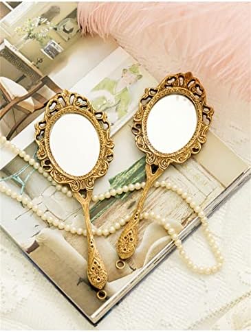 Retro Ins Instável espelho de maquiagem portátil Handle Handd Mirror Minfleto Europeu Defende de beleza de beleza