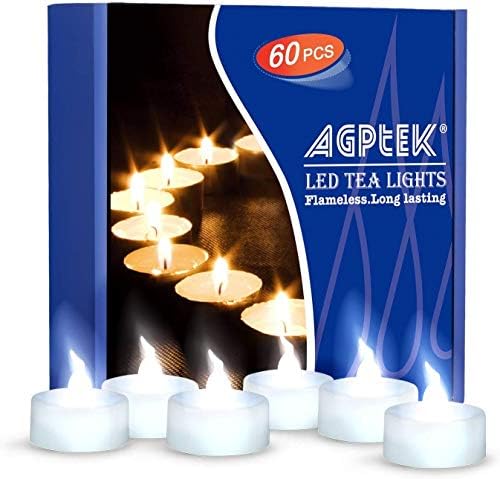 Luzes de chá Agptek, 60 Pack Packless LED Velas Battery Operou velas de tealight sem cinturência