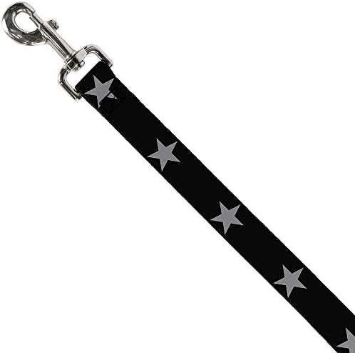 Cão coleira estrela preto prata 6 pés de comprimento 0,5 polegada de largura
