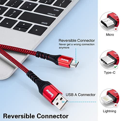 ISEKIT CABO USB C 1,5 pés [3pack], Cabo USB A para USB C Cabo de carregamento rápido Sync Sync Compatible
