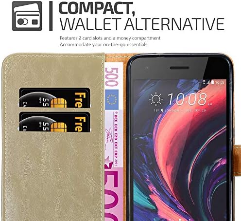 Caso Cadorabo Book Compatível com HTC Desire 10 Pro em Cappuccino Brown - com fechamento magnético, função do suporte e slot para cartas - Wallet etui capa bolsa