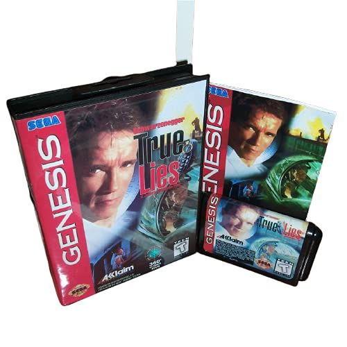 Aditi True Lies Us Cover com caixa e manual para Sega Megadrive Gênesis Video Game Console de