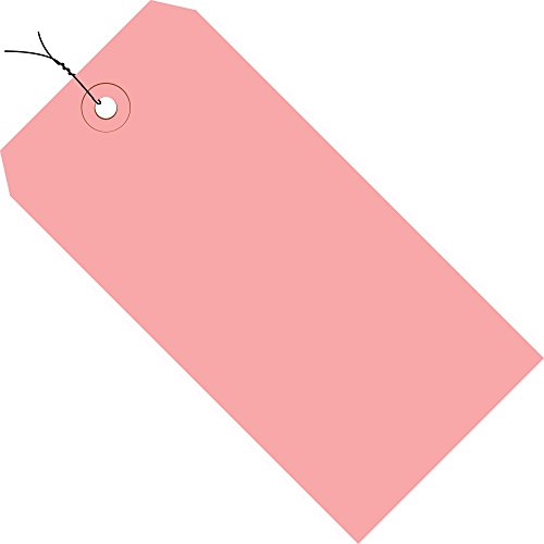 Tags de remessa de suprimentos de pacote superior, pré-conectados, 13 pt, 3 1/4 x 1 5/8, rosa fluorescente