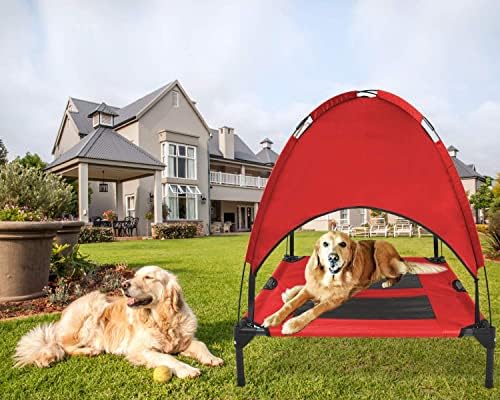 Berço de estimação elevado, cama de cachorro portátil para cães para uso externo interno, 1 tampa de