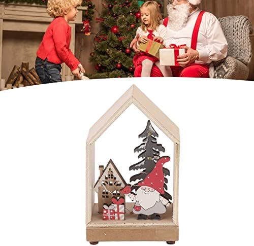 Decoração da casa de Natal do FDIT, Wooden Led Light Christmas Desktop Window Ornament Decorações