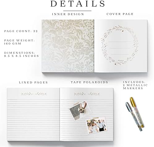 Lemon Sherbet® Wedding Convidado Livro com marcador metálico Conjunto - Livro de convidados Recepção