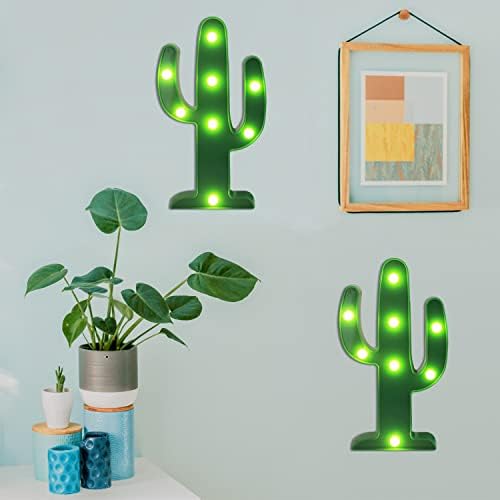 Vicila cactus liderou luzes de sinal de letreiro, tabela de luzes noturnas de cacto verde tropical