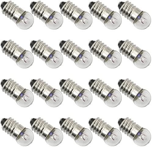 Lâmpadas da base do parafuso mini Sqxbk 20pcs E10 2,5V 0,3A DC Lâmpadas de parafuso miniaturas brancas quentes