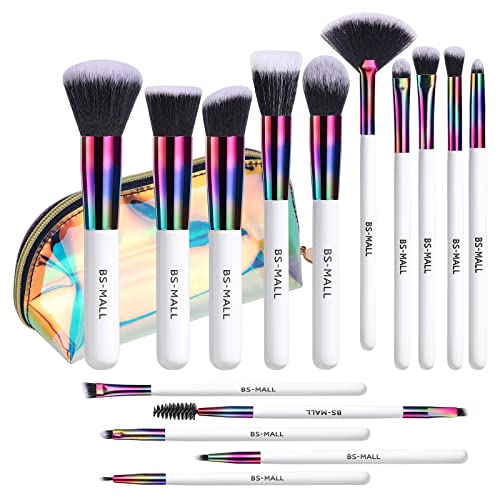 Escovas de maquiagem BS-MELHAS 15pcs escovas de maquiagem premium em pó sintético Bush contorno escovas de lábios com bolsa cosmética